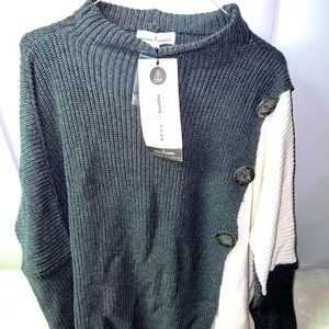 Neon Buddha Solstice Colorblock Pullover Sweater Oversize Gray White Women’s PS